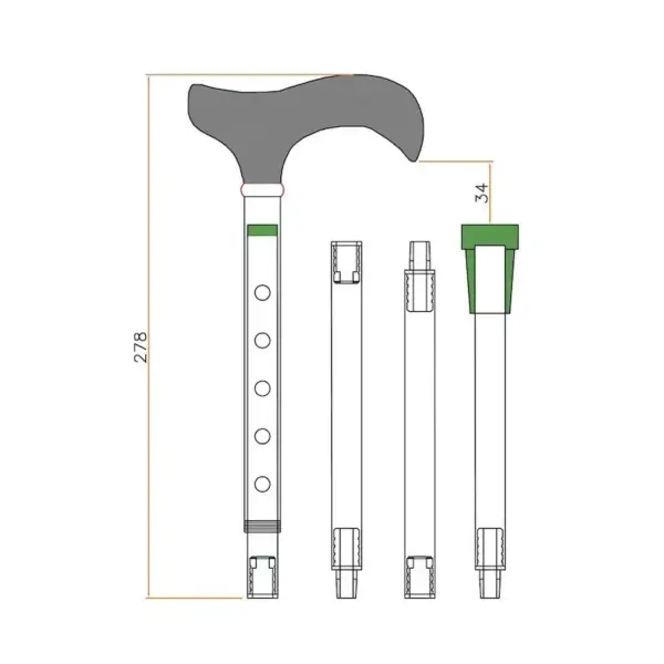 四折五段拐杖CADdrawing